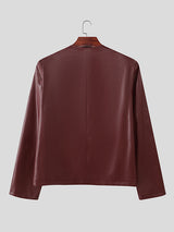 Men's Faux Leather Casual Long Sleeve Blazer SKUL27308