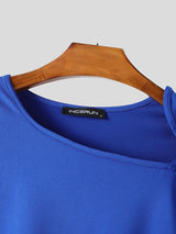 Men's Solid Color Hook Button Design Long Sleeve T-shirt SKUL43929