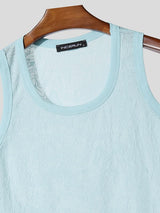 Men's Sheer Lace Jacquard Textured Tank SKUL54098