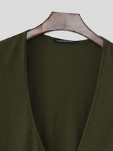 Men's Asymmetrical Placket Design Button Long Sleeve T-shirt SKUL50511