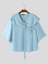 Men's 3D Floral Embellished Sailor Collar Shirt SKUL45074