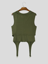 Men's Streetwear Garter Pointed Hem Corset Tank SKUL57692