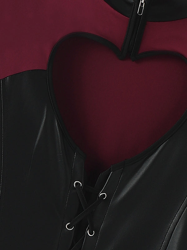 Men's Heart Cutout Knit Colorblock Long Sleeve T-Shirt SKUL30333