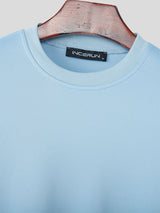 Men's Solid Color Casual Textured Long Sleeve Sweatshirt SKUL28385