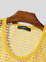 Men's Summer Poolside Beach Crochet Fishnet Knit Tank SKUL69684