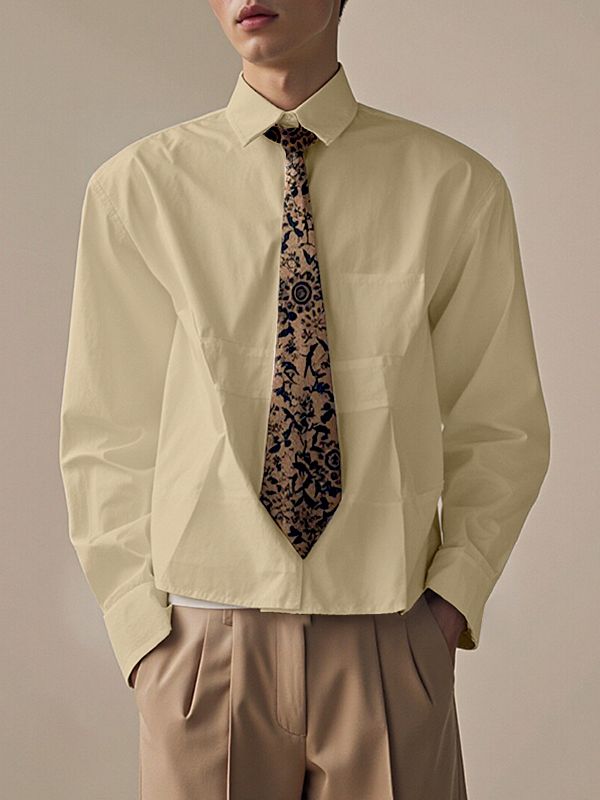 Men's Printed Tie Long Sleeve Shirt SKUL36672