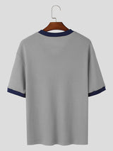 Mens Textured Color-Block Short Sleeve T-Shirt SKUK69140