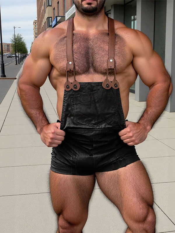 Mens Solid Color Pocket Belted Jumpsuit SKUL04992