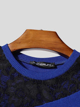 Men's Avant-Garde Nightclub Party Asymmetric Floral Lace Spliced Slim-Fit T-shirt SKUL84580