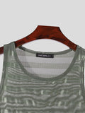 Mens Striped See Through Sleeveless Casual Vest SKUK63278