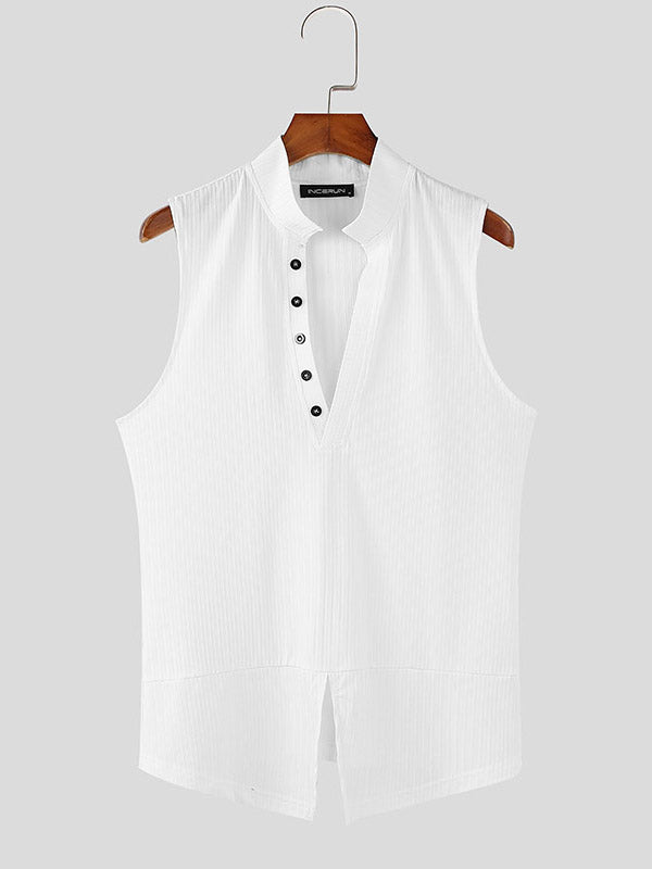 Mens Textured Deep V-Neck Sleeveless Tank SKUK97880