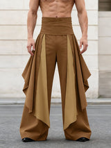 Men's Deconstructed Contrast Color Pleated Long Pant SKUL51889