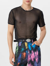 Mens Mesh See Through Short Sleeve T-Shirt SKUK35602