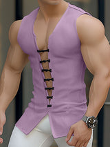 Mens Solid Color Split Hem Tank SKUL07479