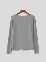 Men's Textured Drawstring Long Sleeve T-shirt SKUL42777