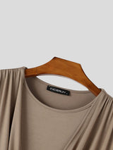 Men's Avant-Garde Party Crisscross Wrap Ruched Long Sleeve Round Neck T-shirt SKUL80630