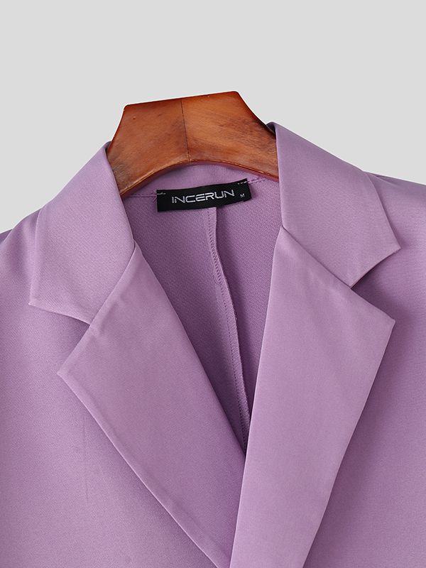 Men's Solid Color Flared Sleeve Casual Two Pieces Outfit SKUL36587