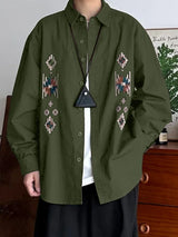 Men's Ethnic Print Long Sleeve Shirt SKUL45323