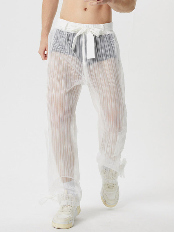 Mens Casual Striped See-Through Pant SKUK62925