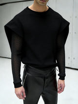 Men's Deconstructed Sheer Mesh Long Sleeve Sweatshirt SKUL46202