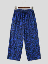 Men's Vintage Casual Leopard Print Loose Drawstring Straight Wide Leg Pant SKUL71357