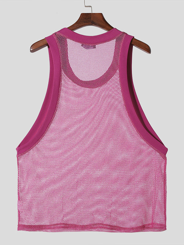 Mens Glitter Mesh See Through Sleeveless Vest SKUK46308