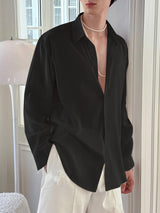 Men's Back Sheer Mesh Patchwork Long Sleeve Shirt SKUL27369