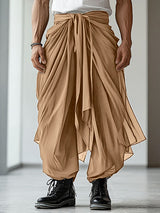 Mens Solid Color Asymmetric Ruched Pant SKUL05856