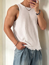 Men's Avant-Garde Split Back Textured Tank SKUL54717