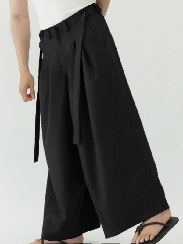 Men's Solid Color Ribbon Casual Long Pant SKUL53041