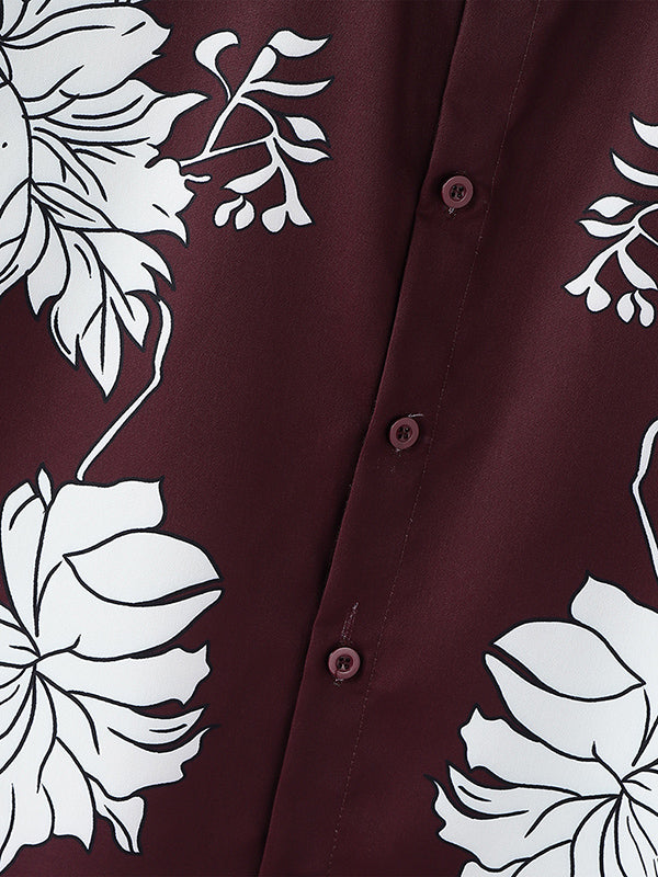 Men's Floral Print Loose Casual Shirt SKUL26091