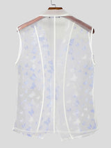 Men's Genderless Aesthetic 3D Butterfly Embroidered Organza Waistcoat SKUL68374