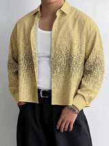 Men's Minimalist Print Cropped Long Sleeve Shirt SKUL38531