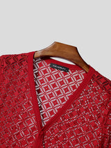 Men's Hollow Sheer V Neck Short Sleeve T-shirt SKUL54434