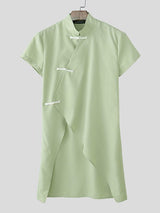 Men's Deconstructed Asymmetric Placket Sleeveless Shirt SKUL58603