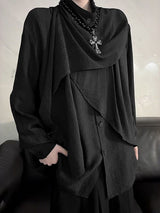 Men's Ribbon Scarf Stand Collar Long Sleeve Shirt SKUL36332