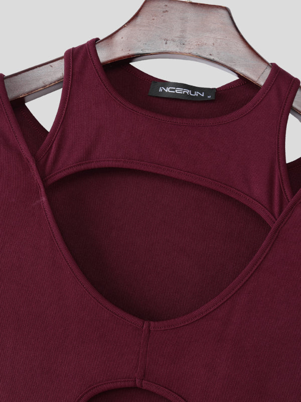 Men's Hollow Slim Fit Sleeveless Bodysuit SKUL23777