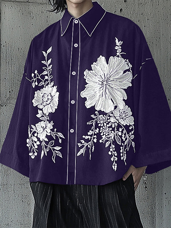 Mens Floral Print Flared Sleeve Shirt SKUL02404