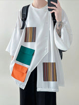 Men's Stripe Contrast Long Sleeve Shirt SKUL27179