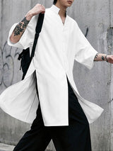 Men's Solid Color Slit Design Half Sleeve Shirt SKUL51072