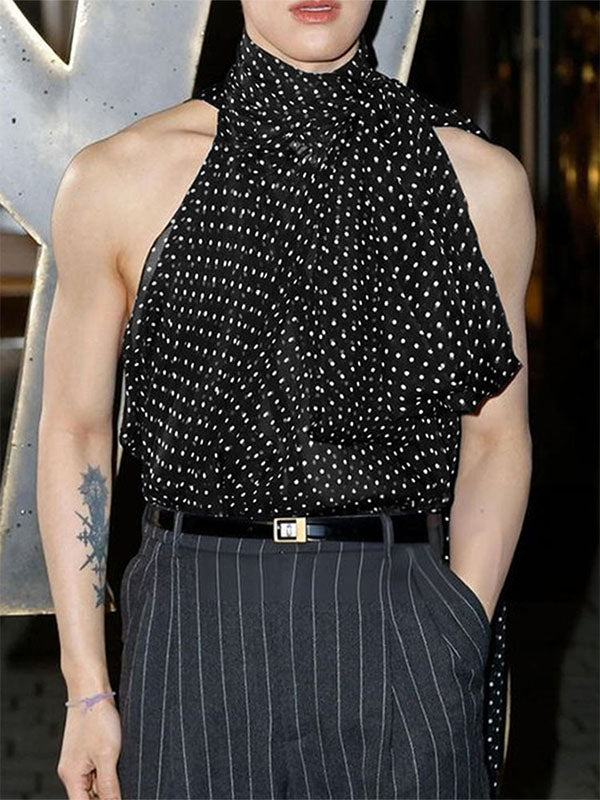 Mens Polka Dot Semi-Sheer Tank SKUL07503