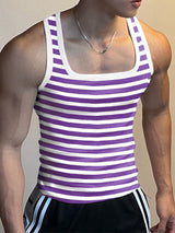 Mens Fitted Horizontal Striped Sleeveless Tank SKUK67909