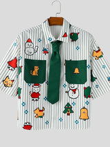 Men's Animal Print Striped Short Sleeve Shirt SKUL35149