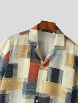 Mens Colorful Plaid Revere Collar Casual Shirt SKUK45481