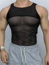 Men's Sheer Mesh Patchwork Tank SKUL22228