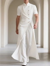 Men's Solid Color Stand Collar Short Sleeve Blazer SKUL23527