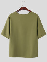 Men's Solid Color Textured Short Sleeve T-shirt SKUL55441