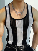 Mens Sexy Striped U-Neck Sleeveless Tank SKUK66893