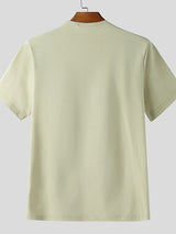 Men's Solid Color Mock Neck Base Short Sleeve T-shirt SKUL47686