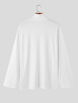 Mens Strap Detail Mock Neck Long-Sleeve T-Shirt SKUK73983